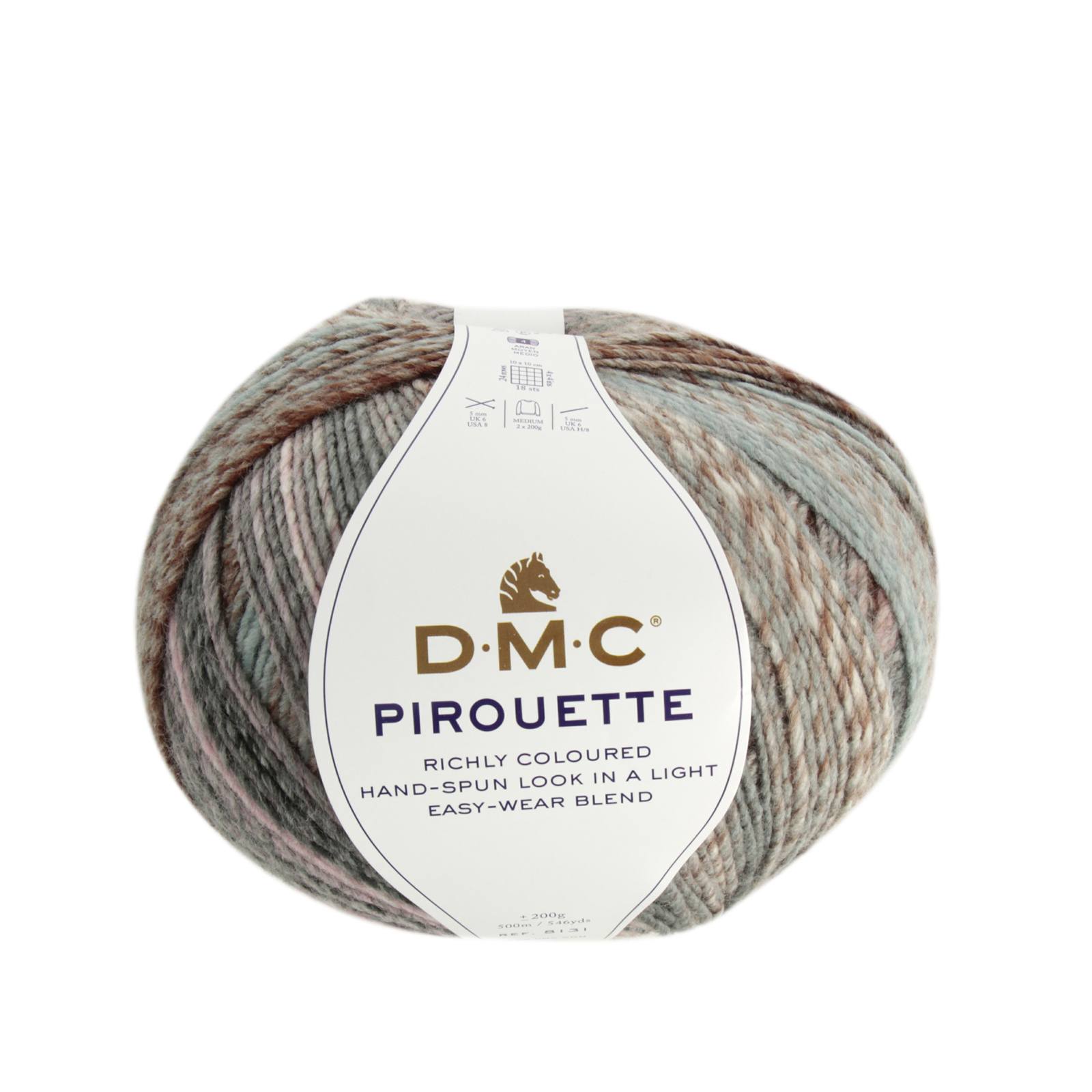 dmc pirouette - grey/rose (801) - 200gr (500mt) | 1pc