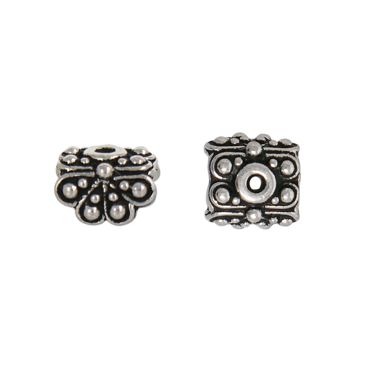 antique silver plated raja flat beads or pendant cap 9mm | 1pc