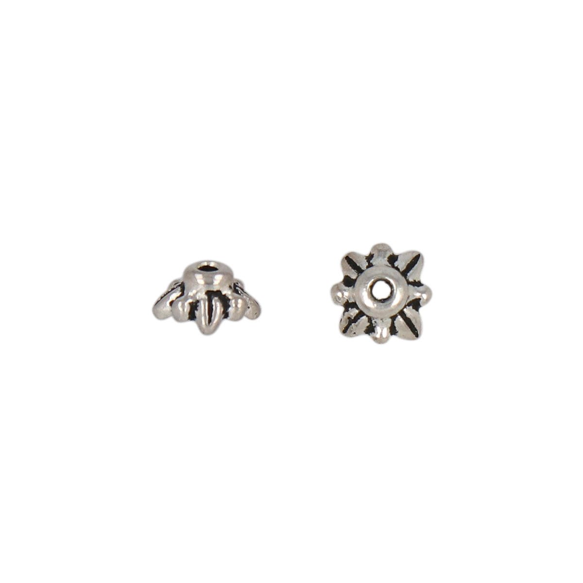 antique silver plated leaf bead cap 5mm | 4pc