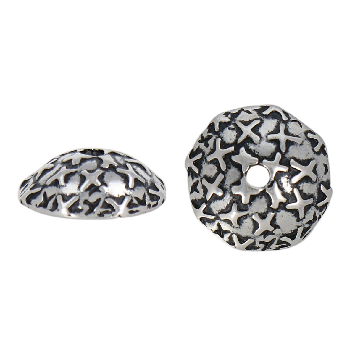 perlenkappe dekoriert antik versilbert 13mm | 4st