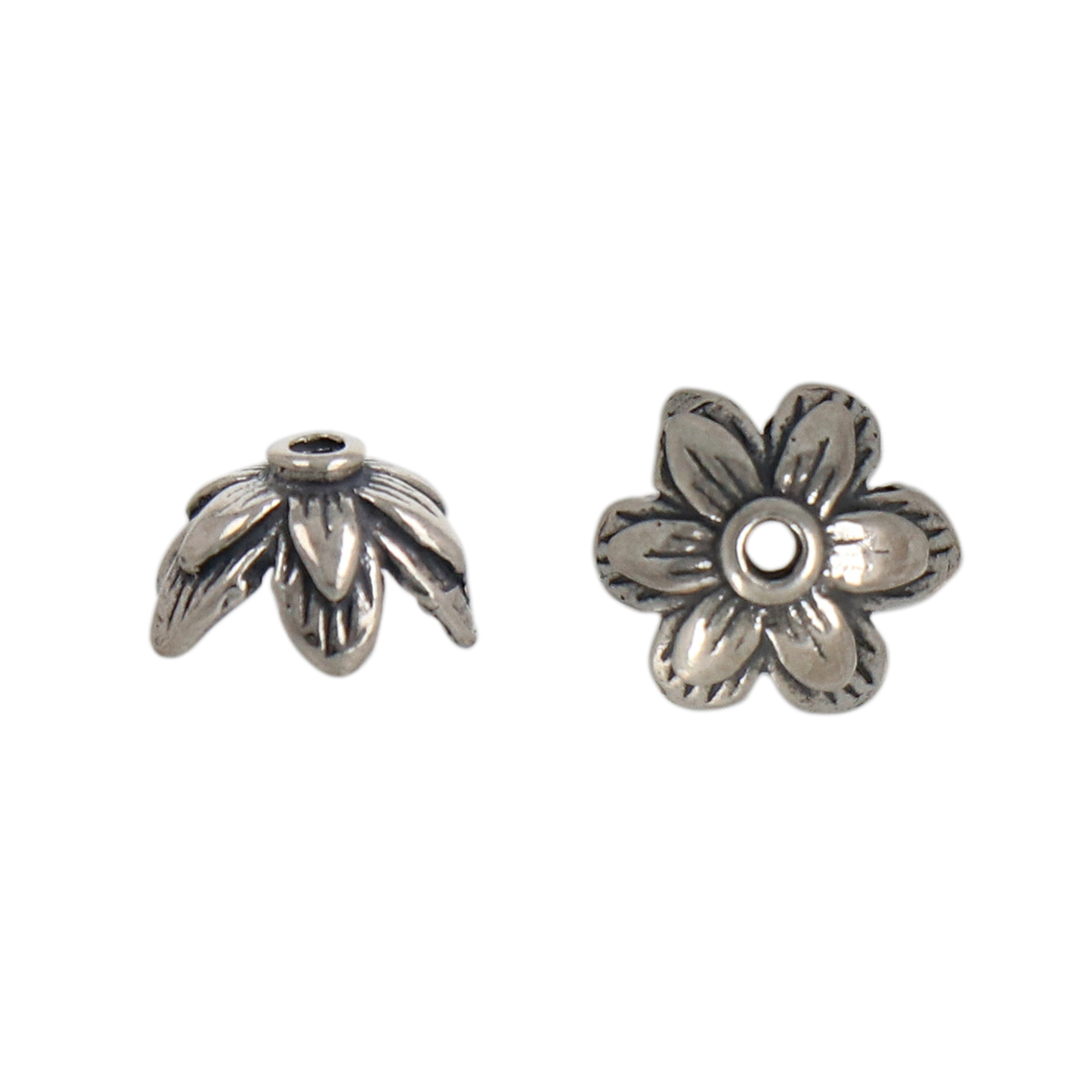 antique sterling silver flower bead cap 9mm | 1pc