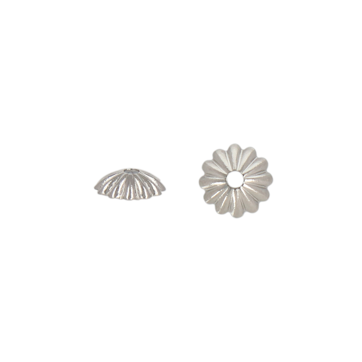 rhodium silver plated flower bead cap 6mm | 144pc