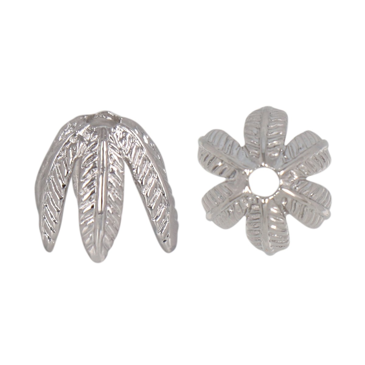 perlenkappe rhodium versilbert blatt 12mm | 2st