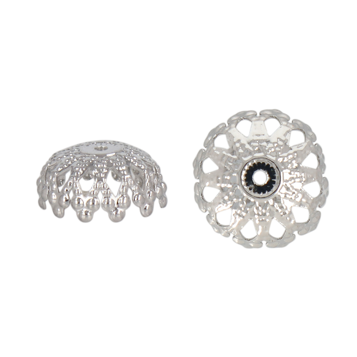 perlenkappe rhodium versilbert filigran 12mm | 4st