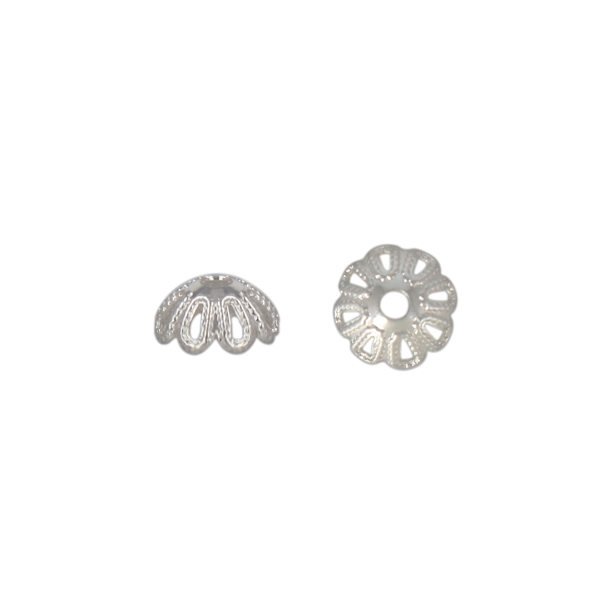 silver plated ornate bead cap 6mm | 48pc