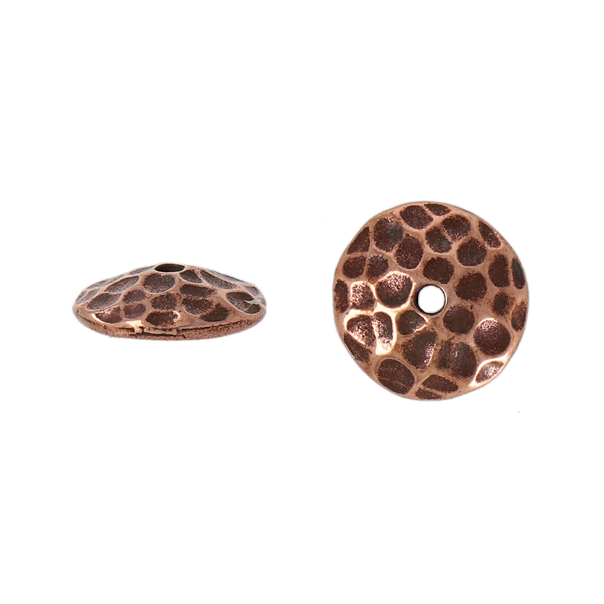 antique copper plated hammered bead cap 10mm | 2pc