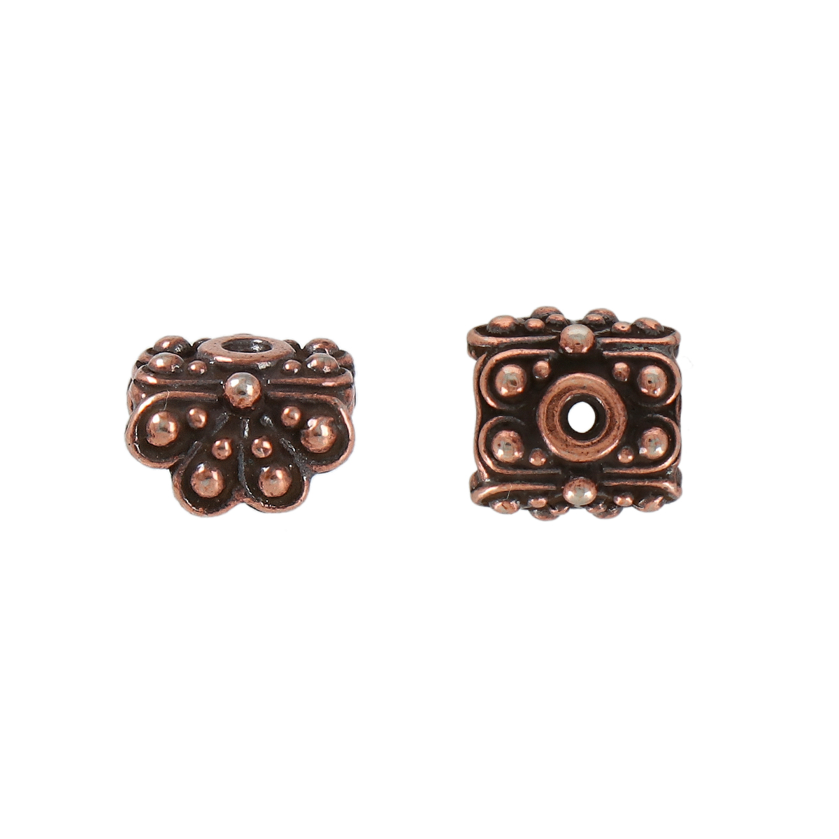 antique copper plated raja flat beads or pendant cap 9mm | 1pc