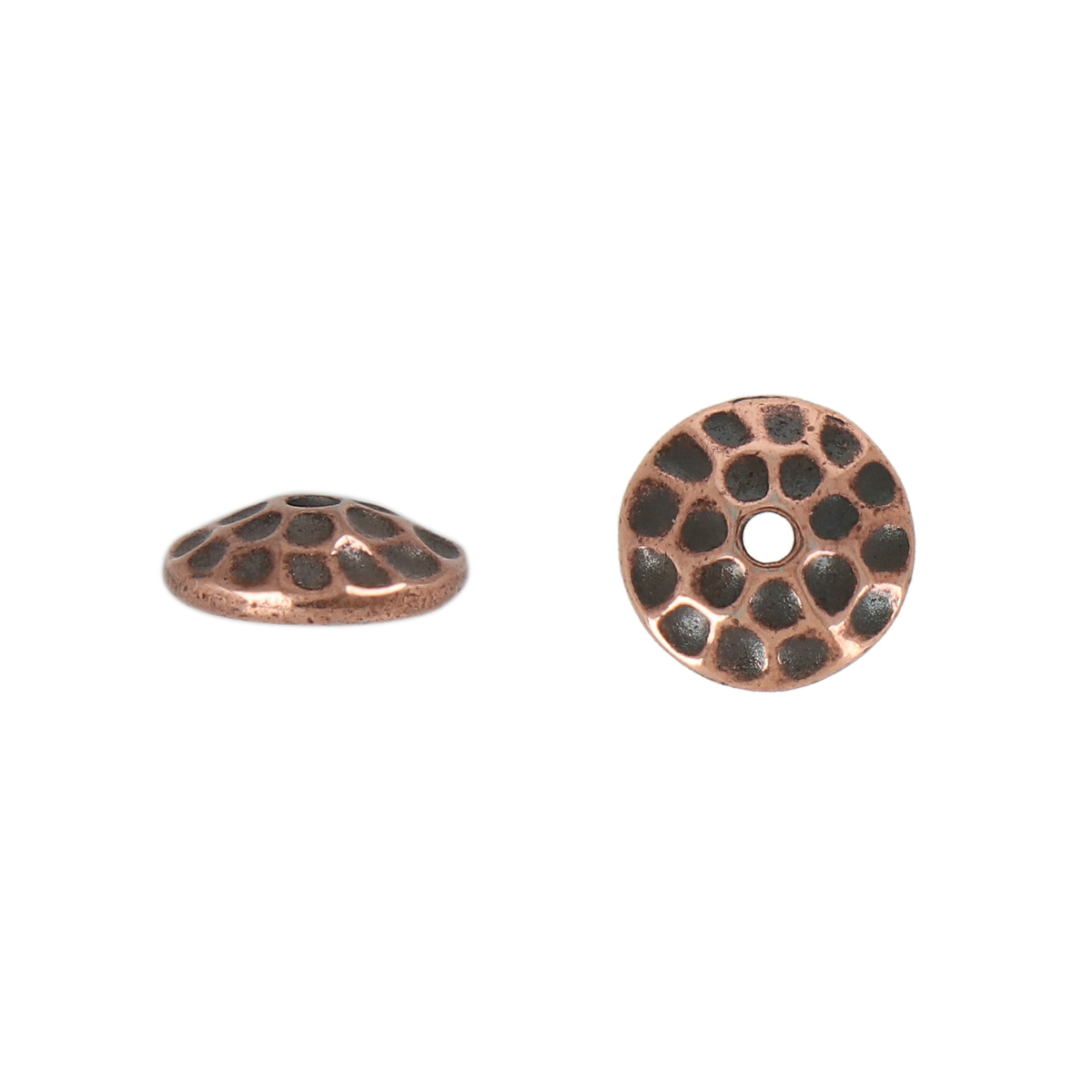 antique copper plated hammered bead cap 8mm | 2pc