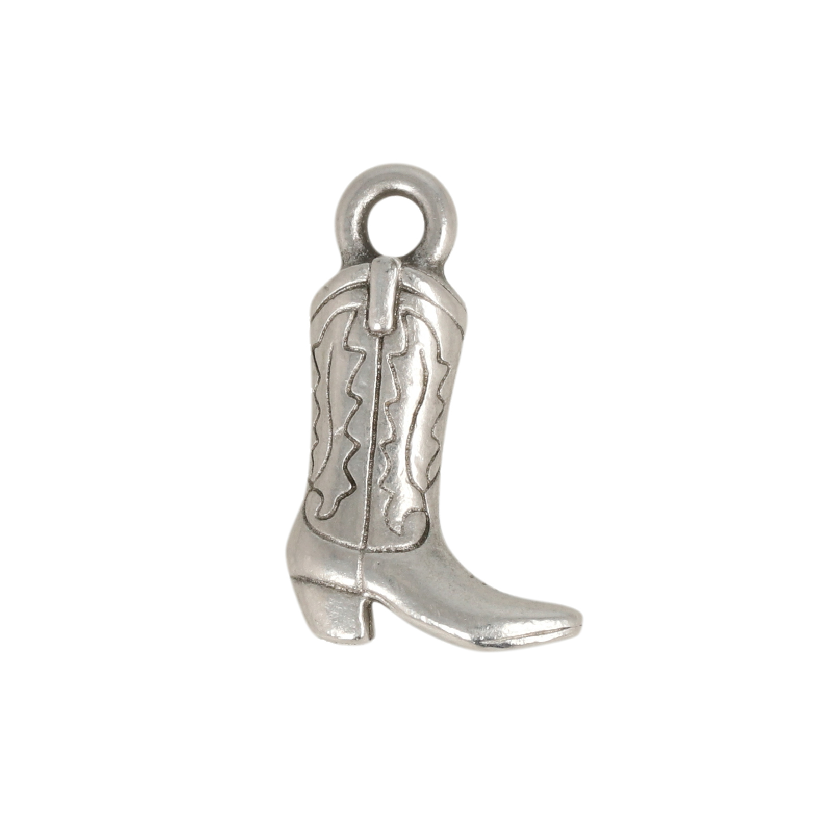 antique silver plated western boot charm 18x10mm | 1pc