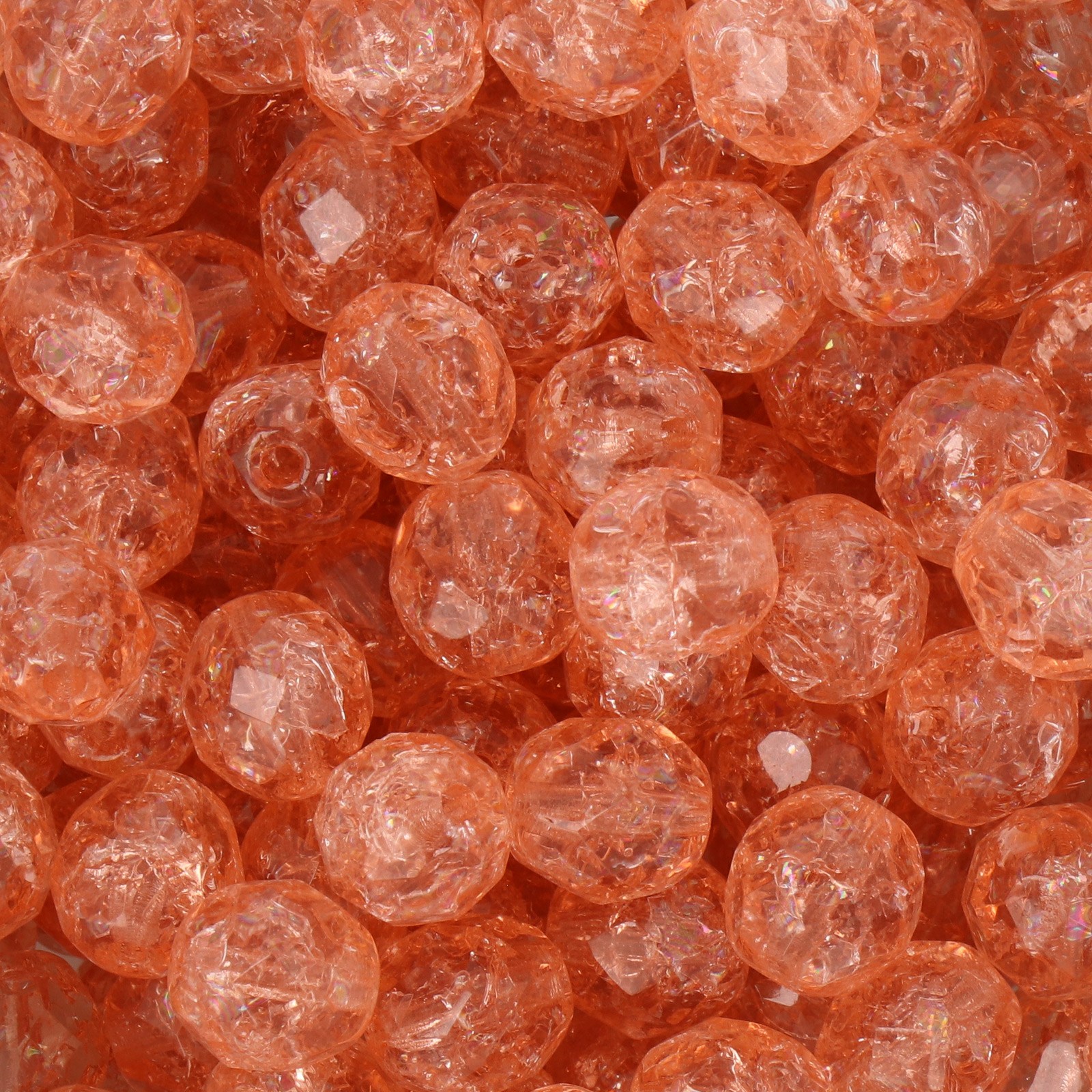 czech fire-polished round beads - rosaline crackled 8mm | 25pc