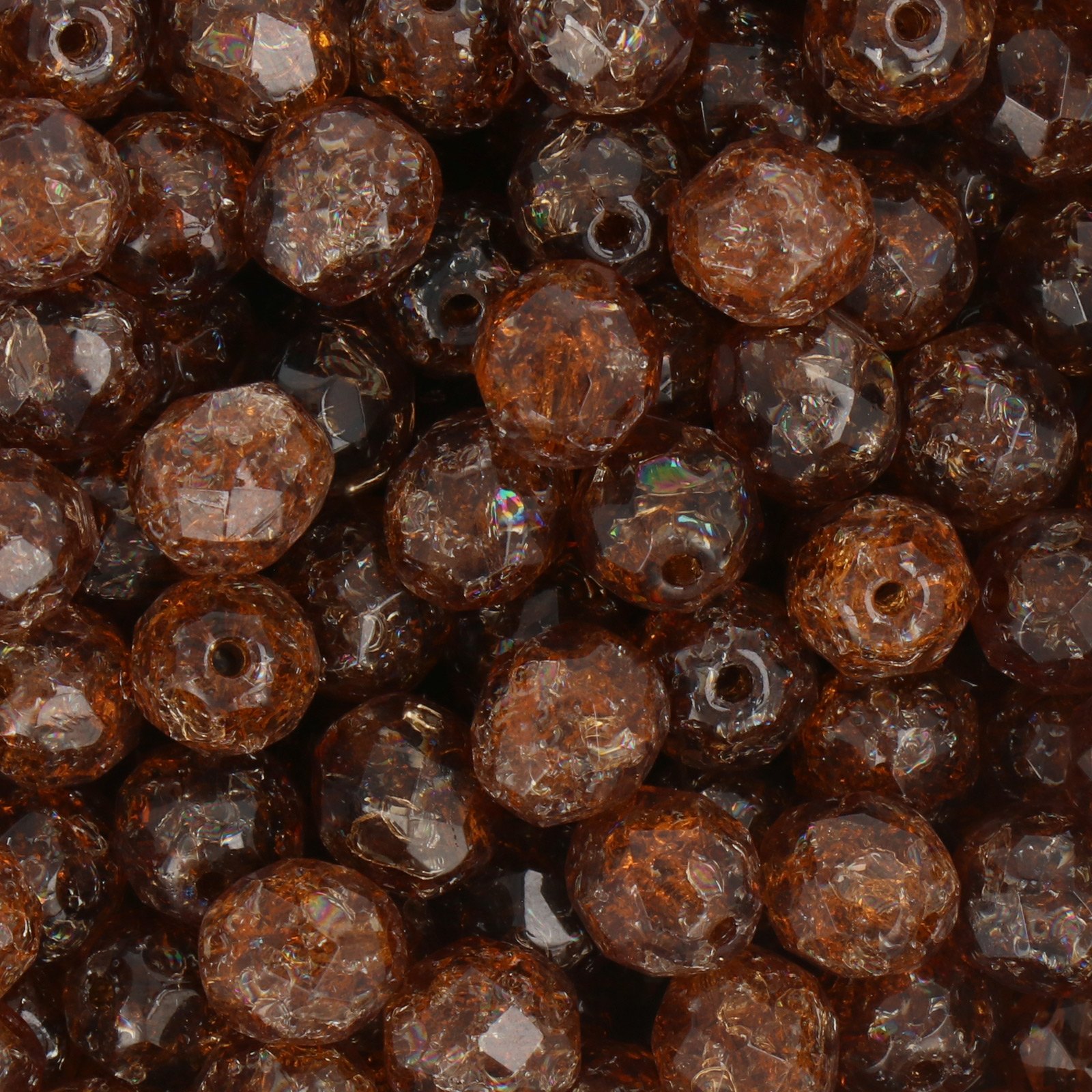 böhmische glasschliffperlen smoky topaz crackled 8mm | 25st