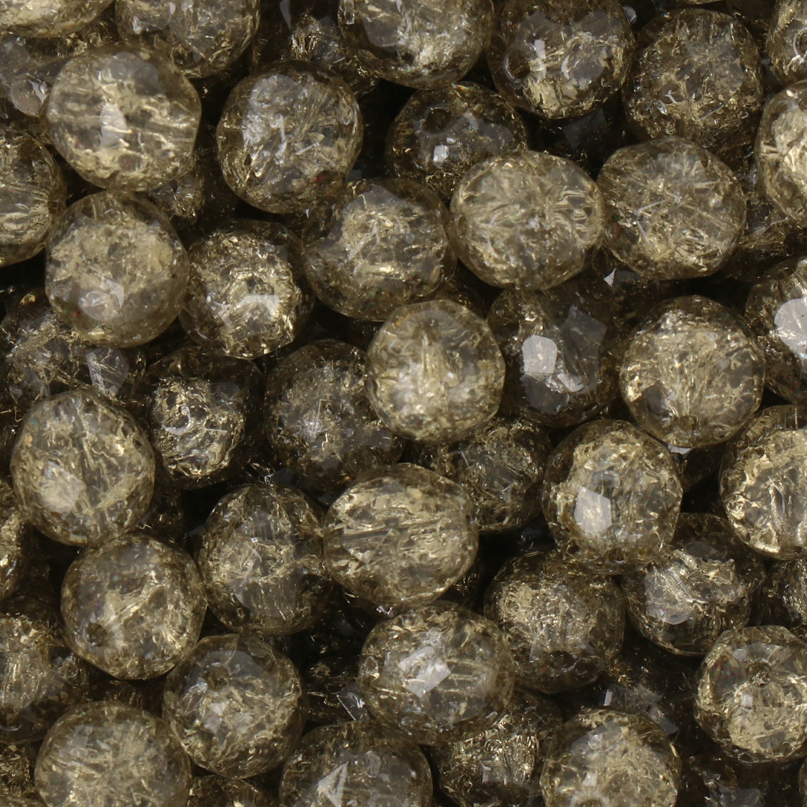 czech fire-polished round beads - black diamond crackled 8mm | 25pc