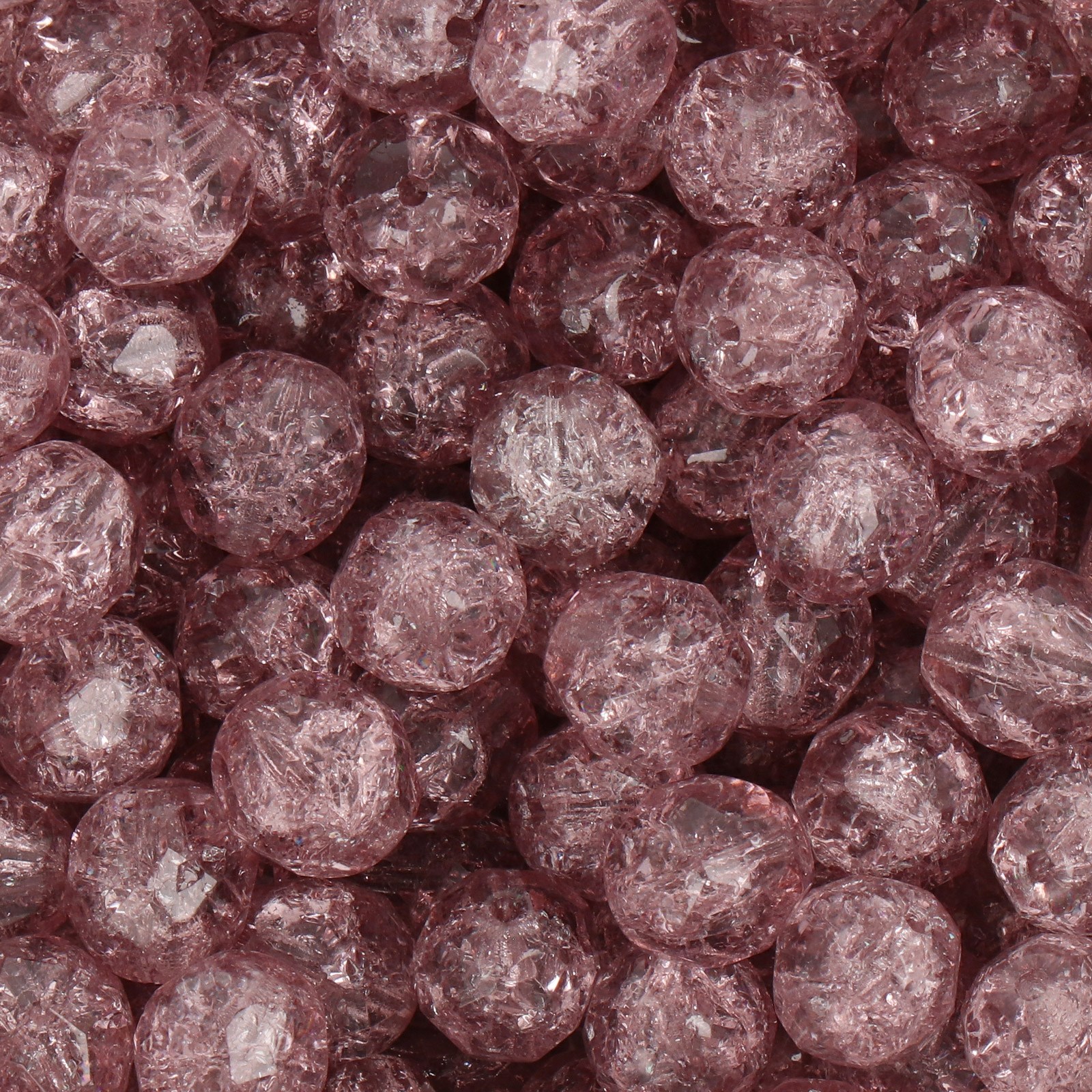 czech fire-polished round beads - light amethyst crackled 8mm | 25pc