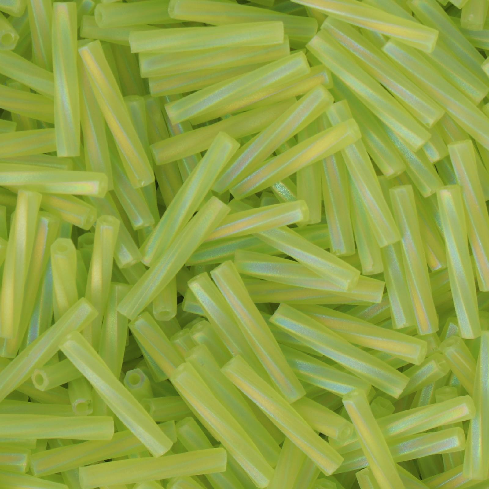 bugle twisted miyuki beads 12mm - matte transparent chartreuse ab (143fr) | 10gr