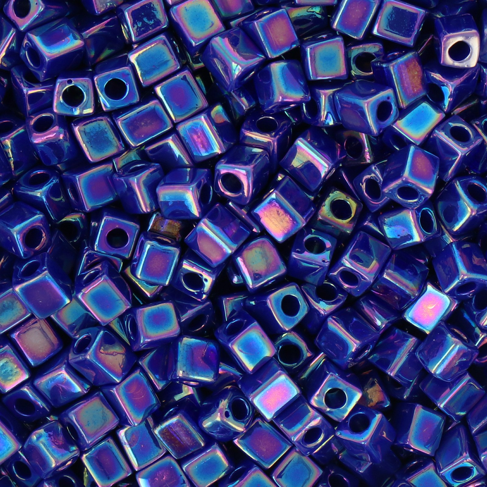 miyuki square beads 4mm opaque cobalt ab (414) | 10gr