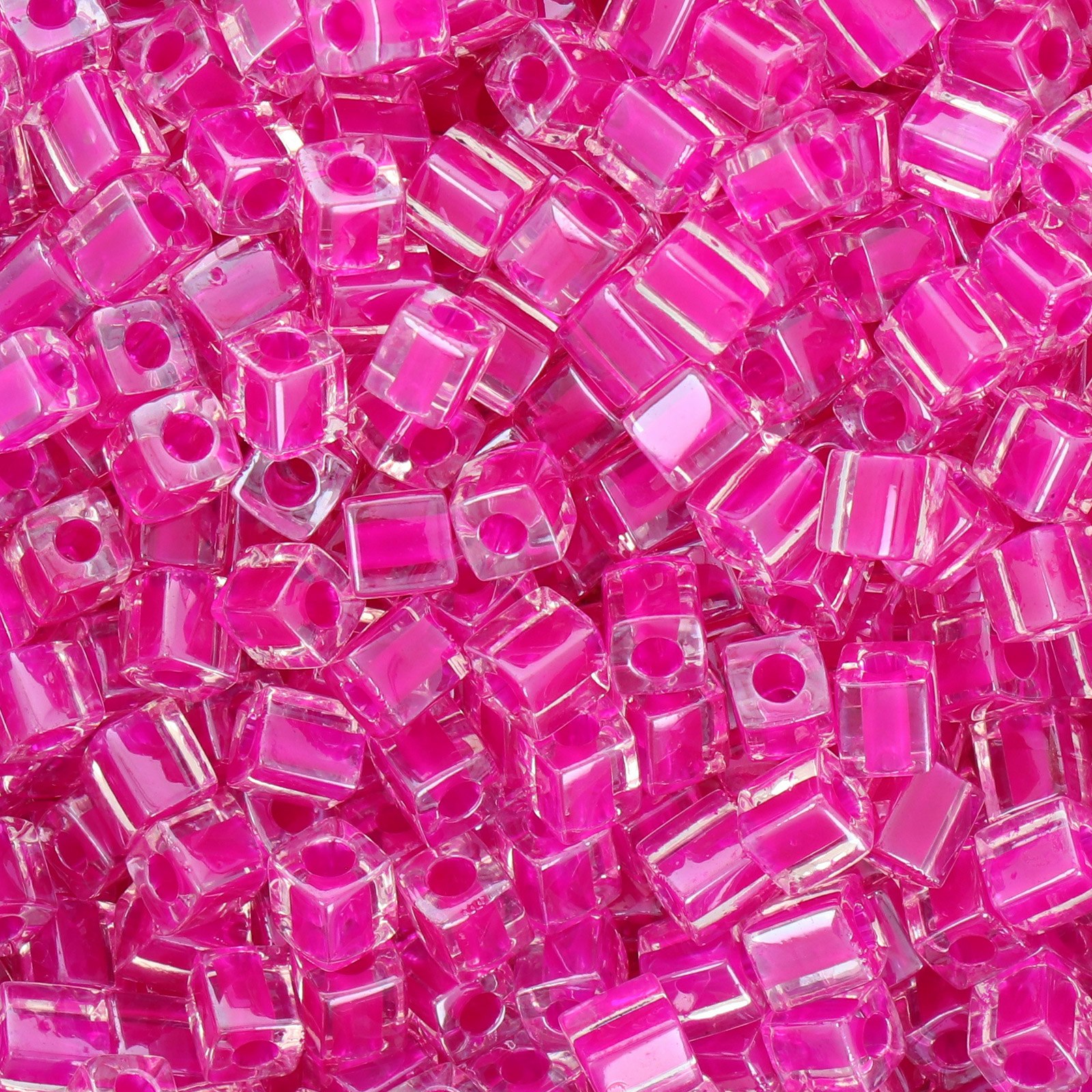 miyuki square beads 4mm inside color fuchsia/crystal (209) | 10gr