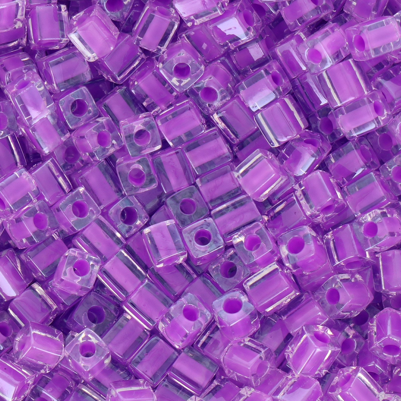 miyuki square beads 4mm inside color violet/crystal (222) | 10gr