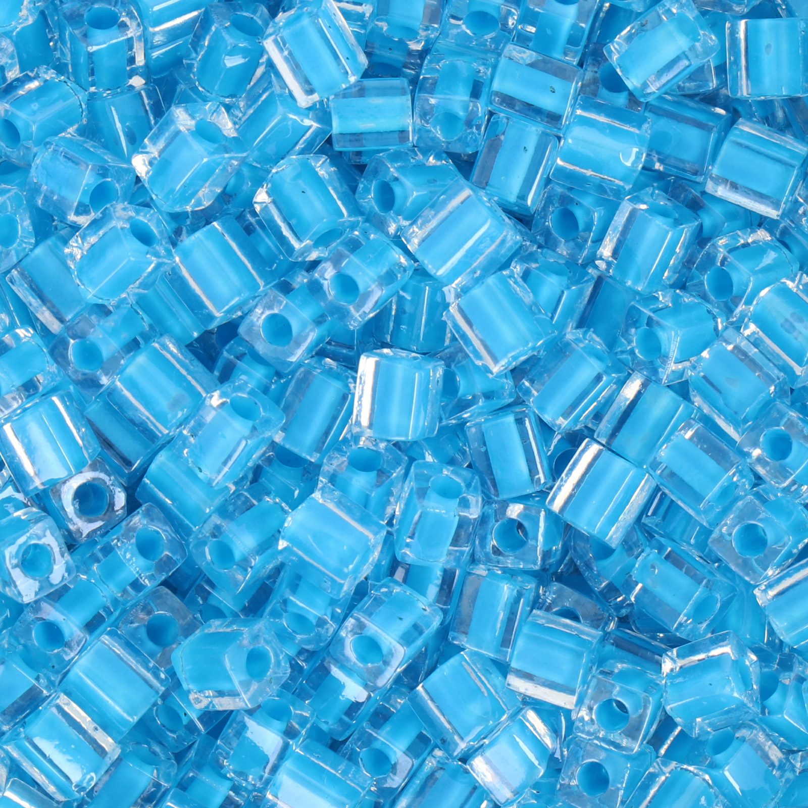 miyuki square beads 4mm inside color turquoise/crystal (247) | 10gr