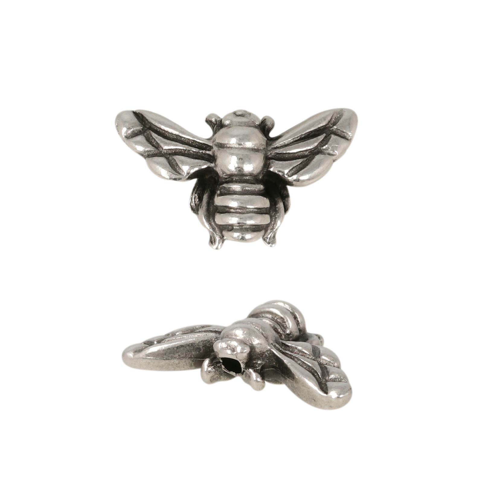 antique silver plated bead bee 16x10mm | 1pc