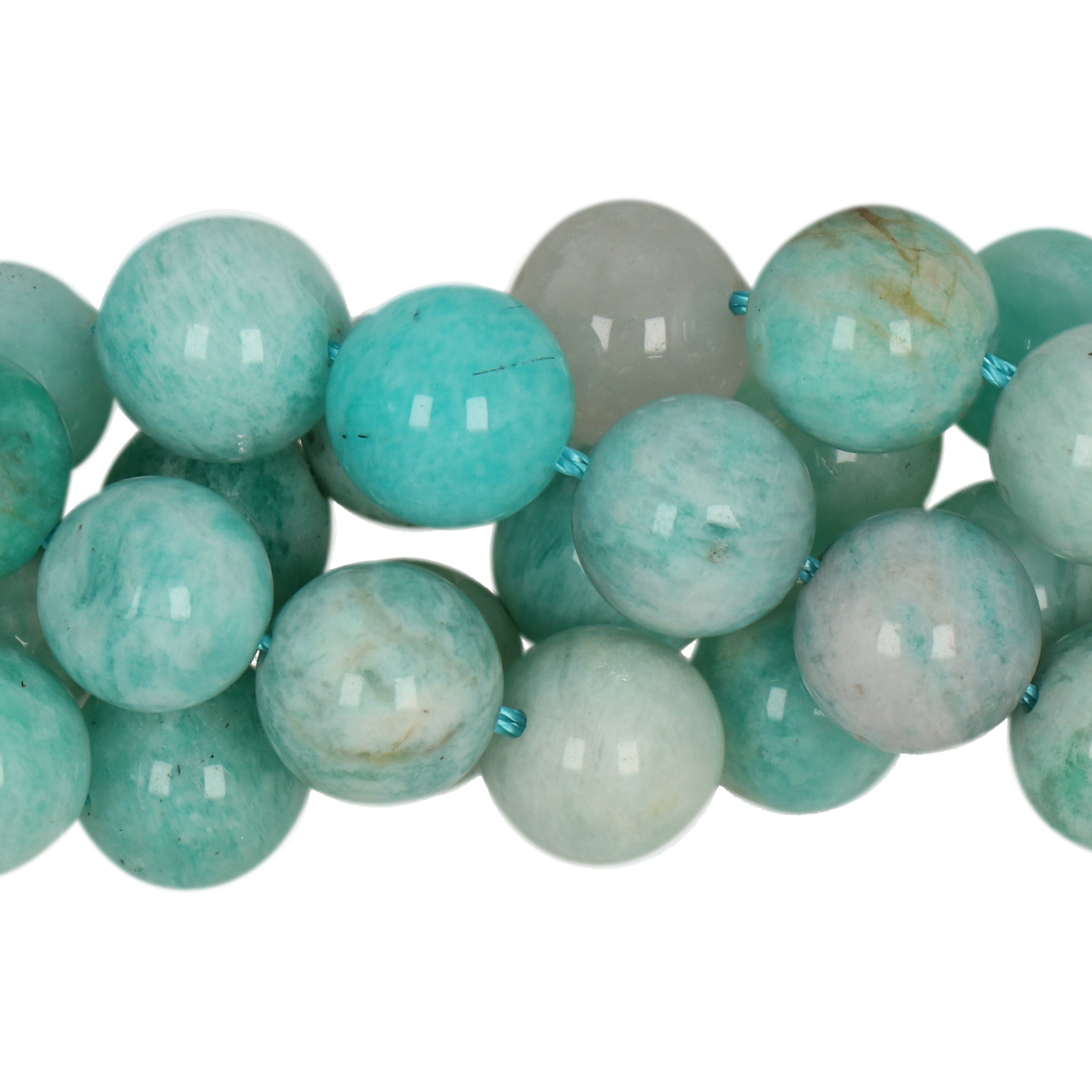 multicolor blue amazzonite smooth round 10mm | 15/16-inch strand