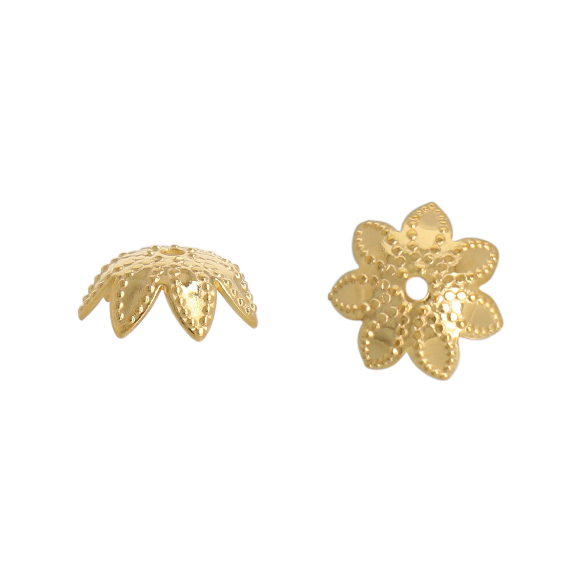 gold plated flower bead cap 9mm | 24pc