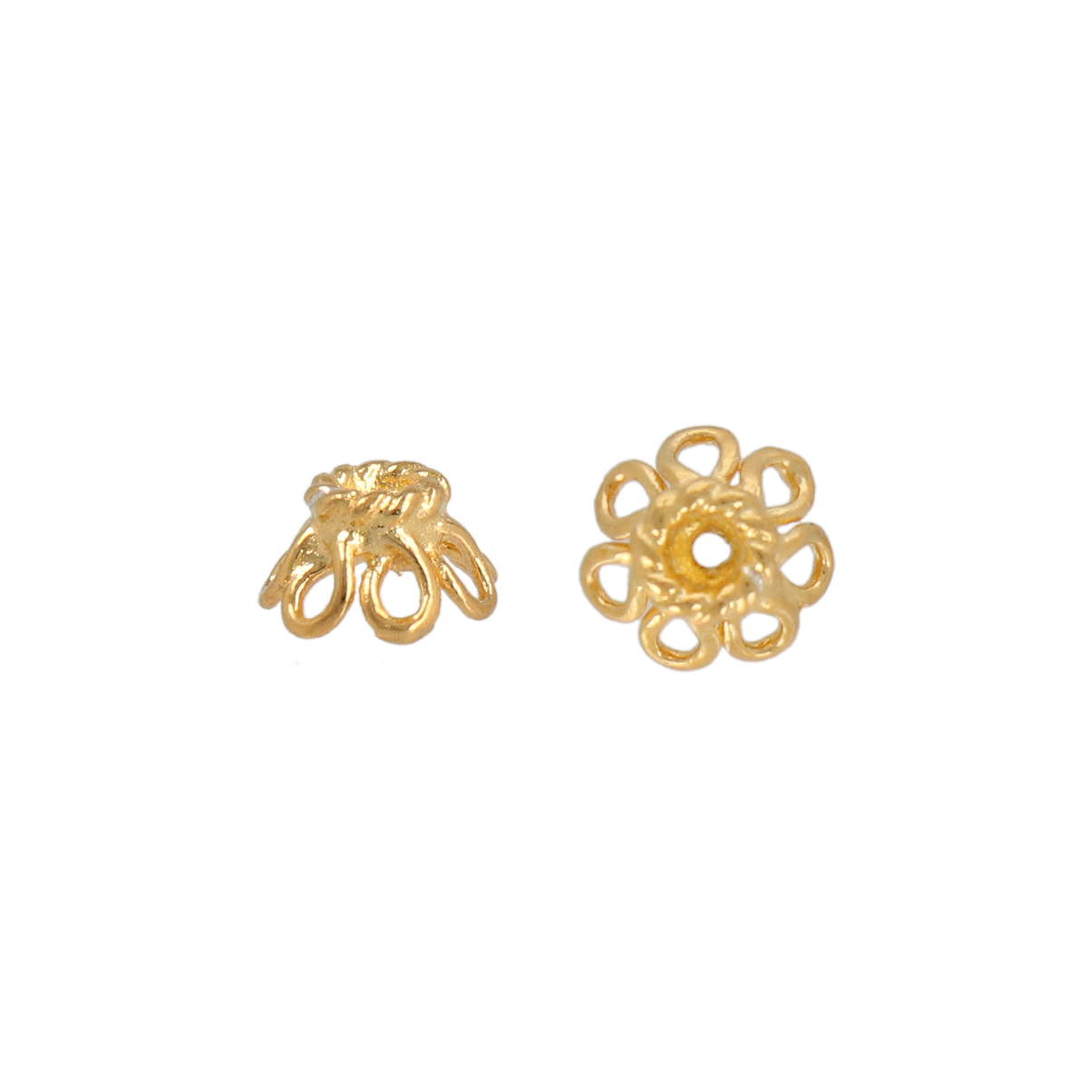 sterling silver gold plated bead cap 7mm | 2pc