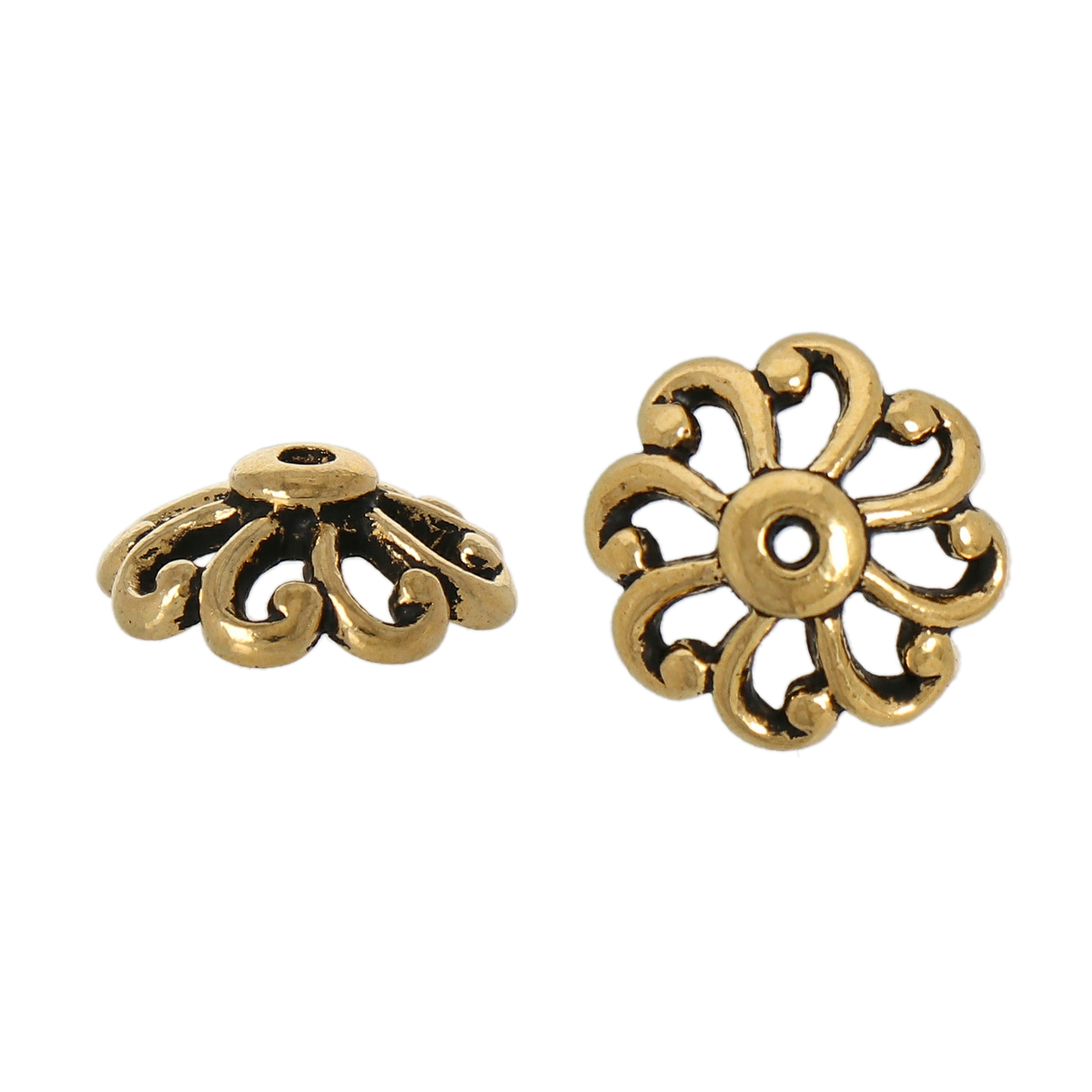 antique gold plated open scalloped bead cap 12mm | 2pc