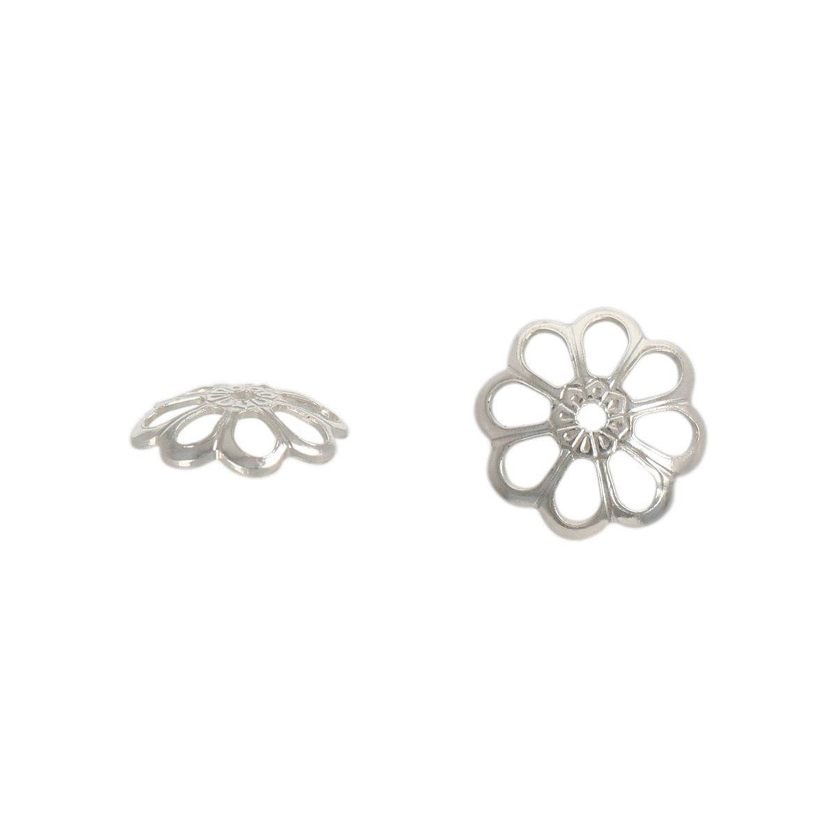 sterling silver open flower bead cap 8mm | 4pc