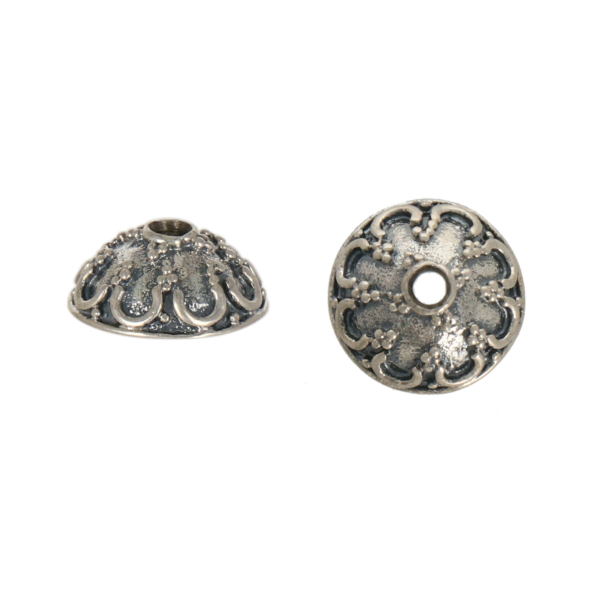antique sterling silver granulation bead cap 10mm | 1pc