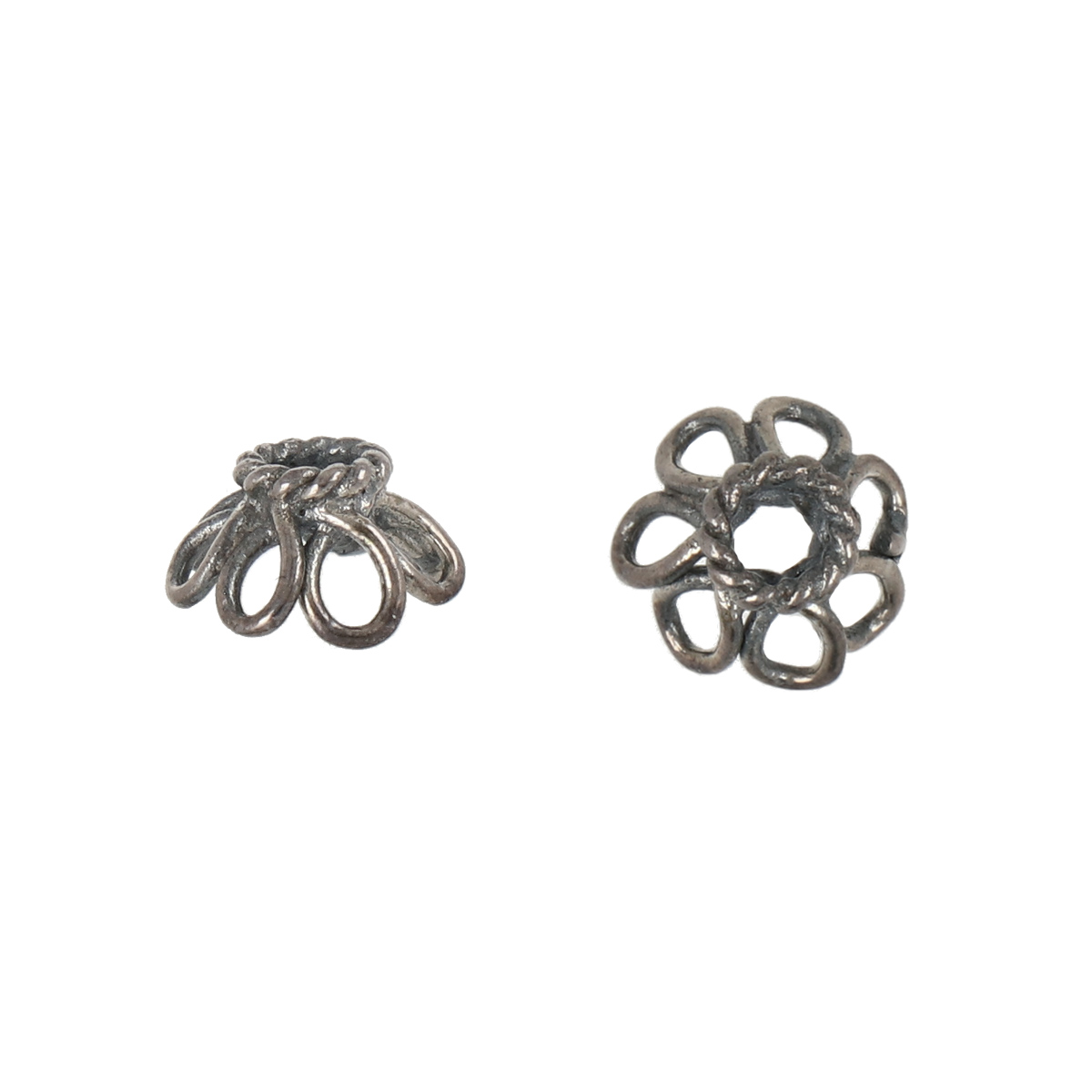 antique sterling silver fancy wire bead cap 8mm | 2pc