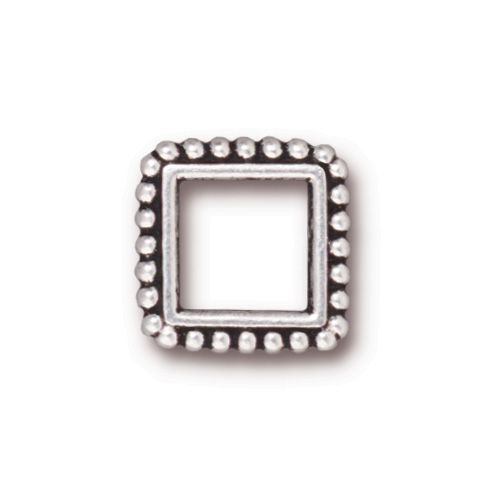 antique silver plated bead frame square 14mm | 1pc