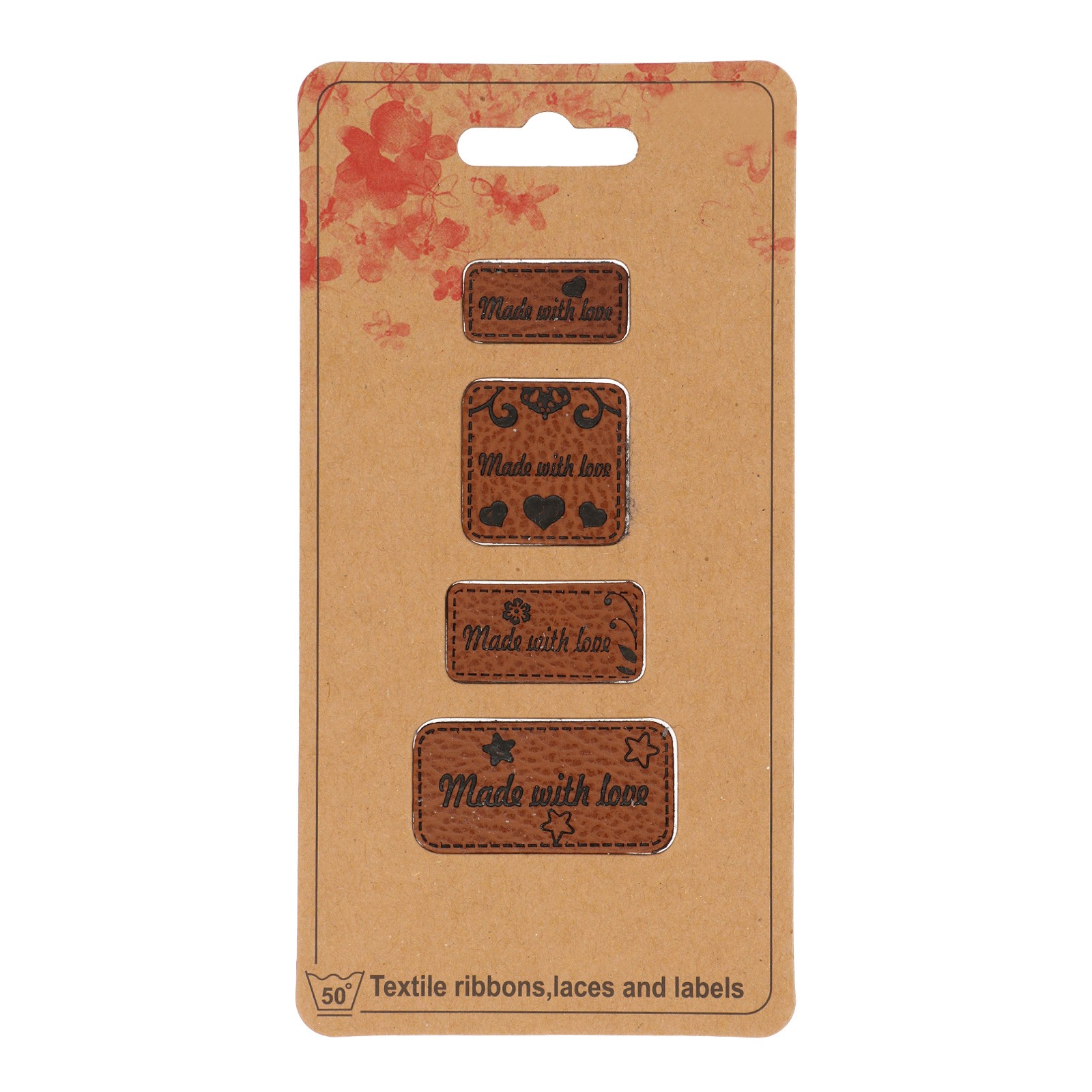 made with love letherette tag - 4pc | 1pc