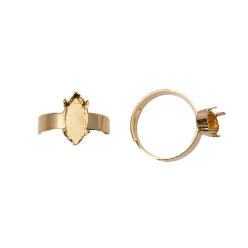 adjustable gold plated ring setting for 4228 15x7mm | 1pc