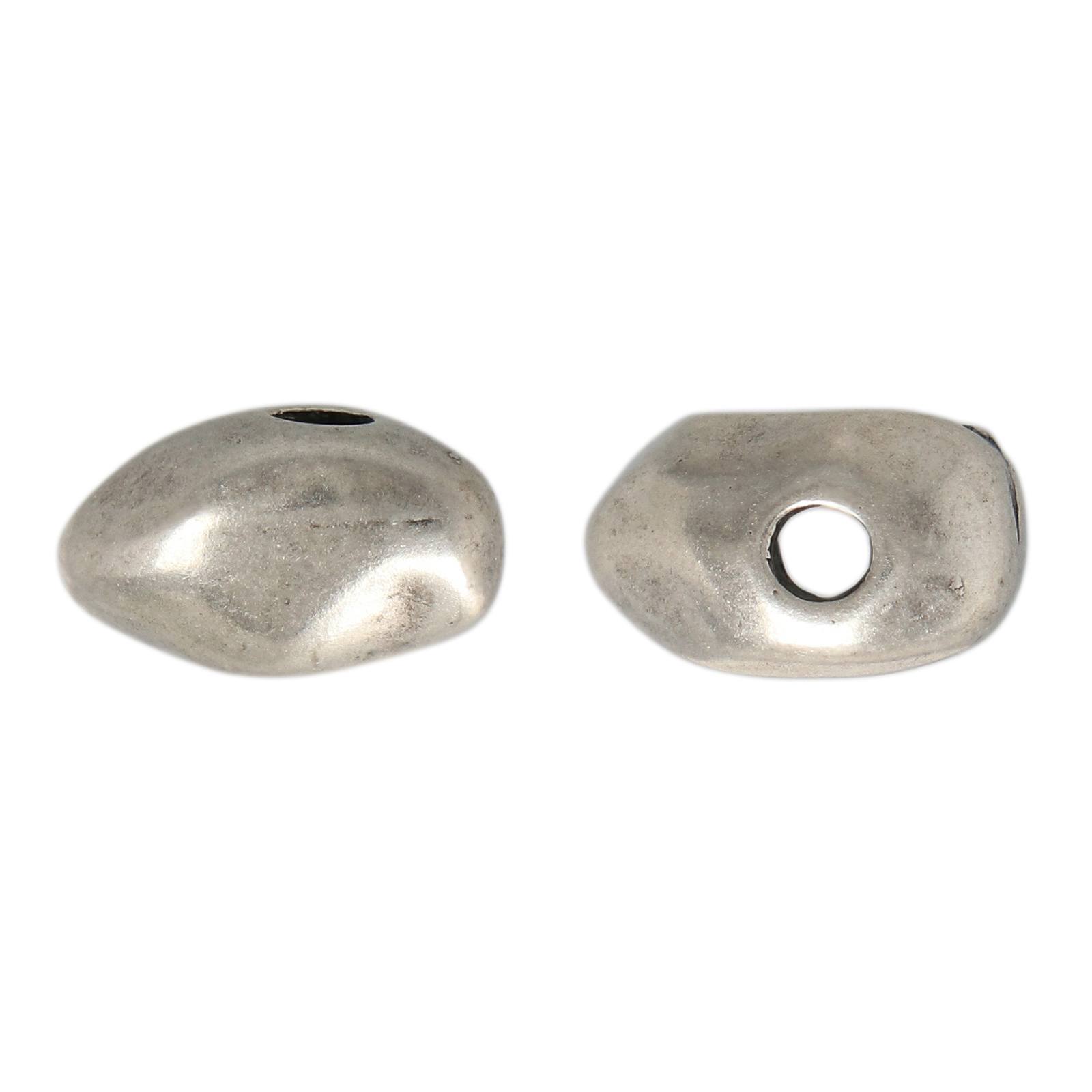 antique silver plated bead nugget 12x7mm | 2pc