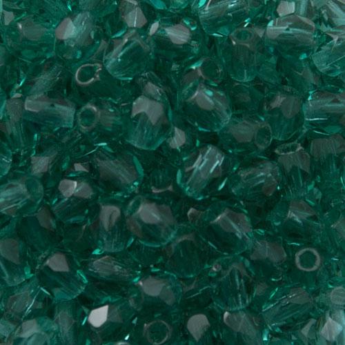 czech fire-polished round beads emerald 4mm | 50pc