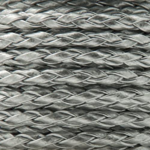 silver braided synthetic leather cord - diameter 3mm | 1mt