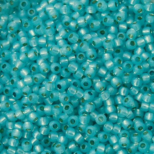 rocaille toho seed beads 11/0 - permanent finish silver-lined milky aqua (pf2117) | 10gr