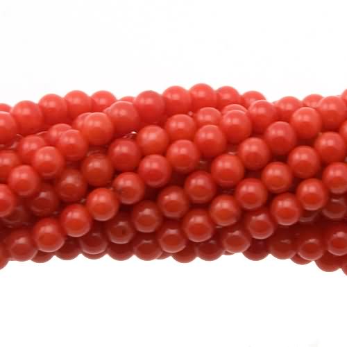 red bamboo coral smooth round approx. 3mm | 15/16-inch strand
