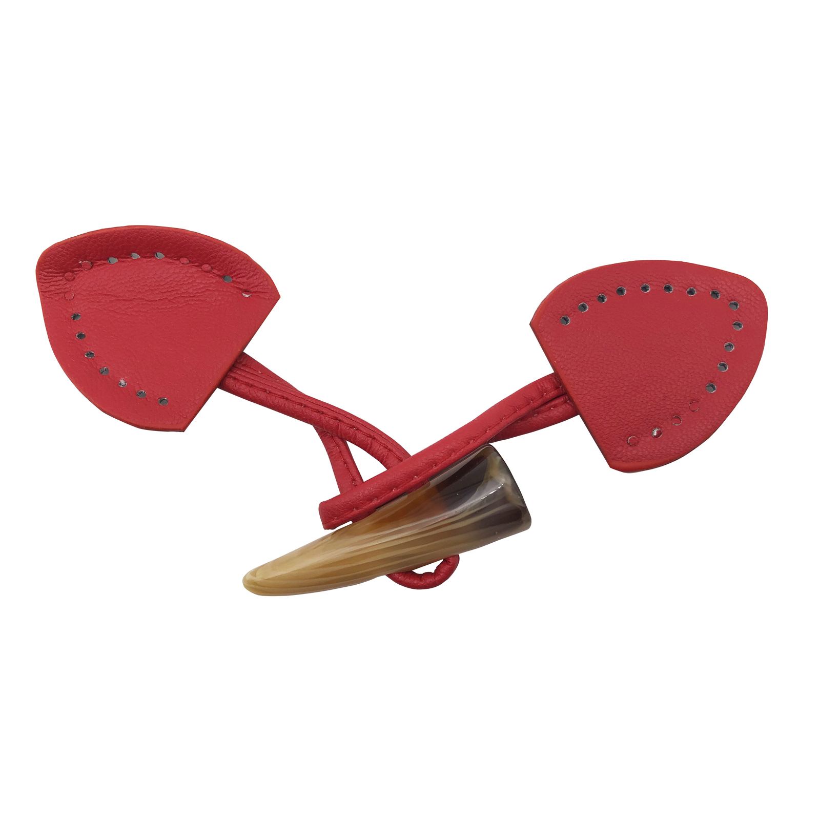 red pu leather toggle buttons to sew - 50mm | 1pc