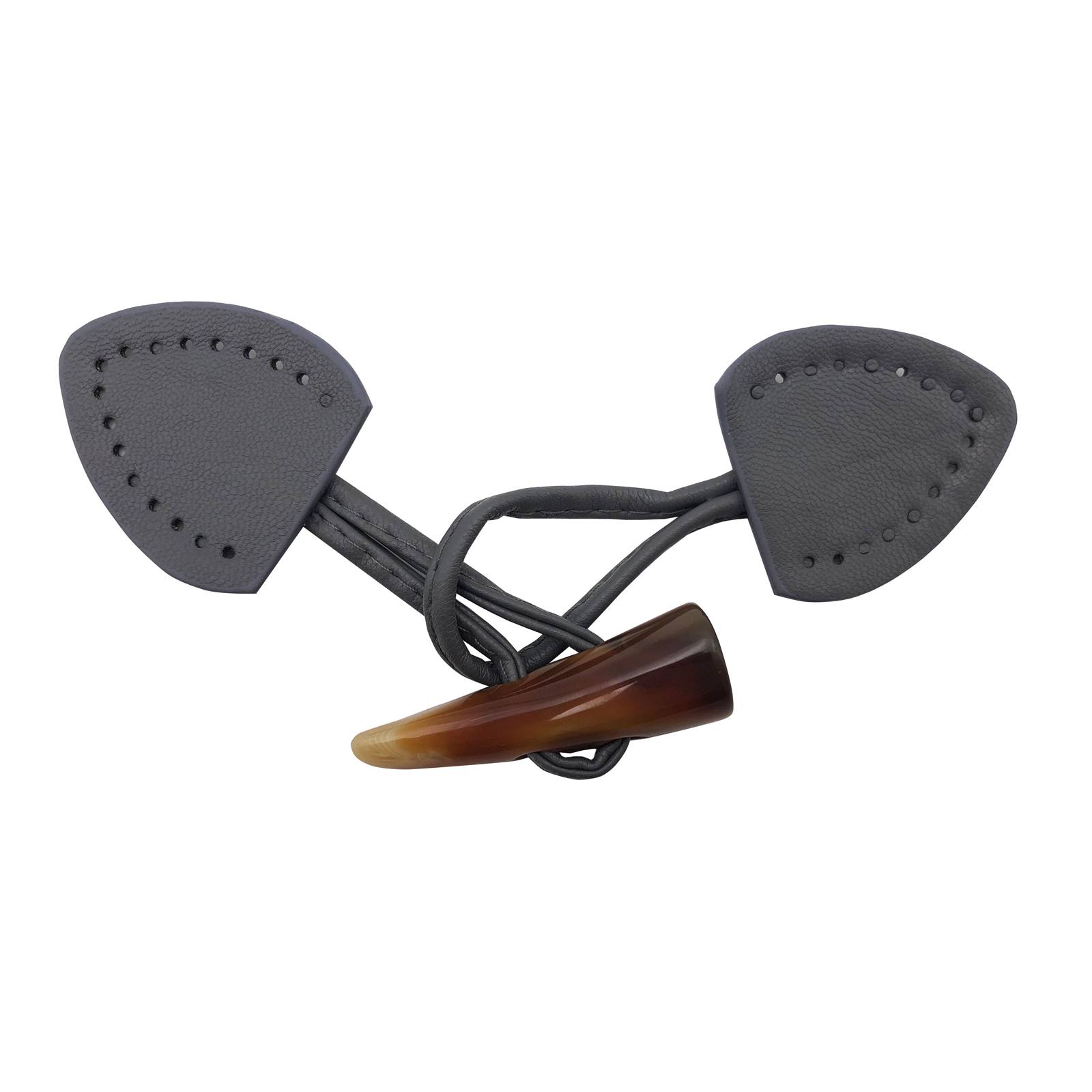 grey pu leather toggle buttons to sew - 50mm | 1pc