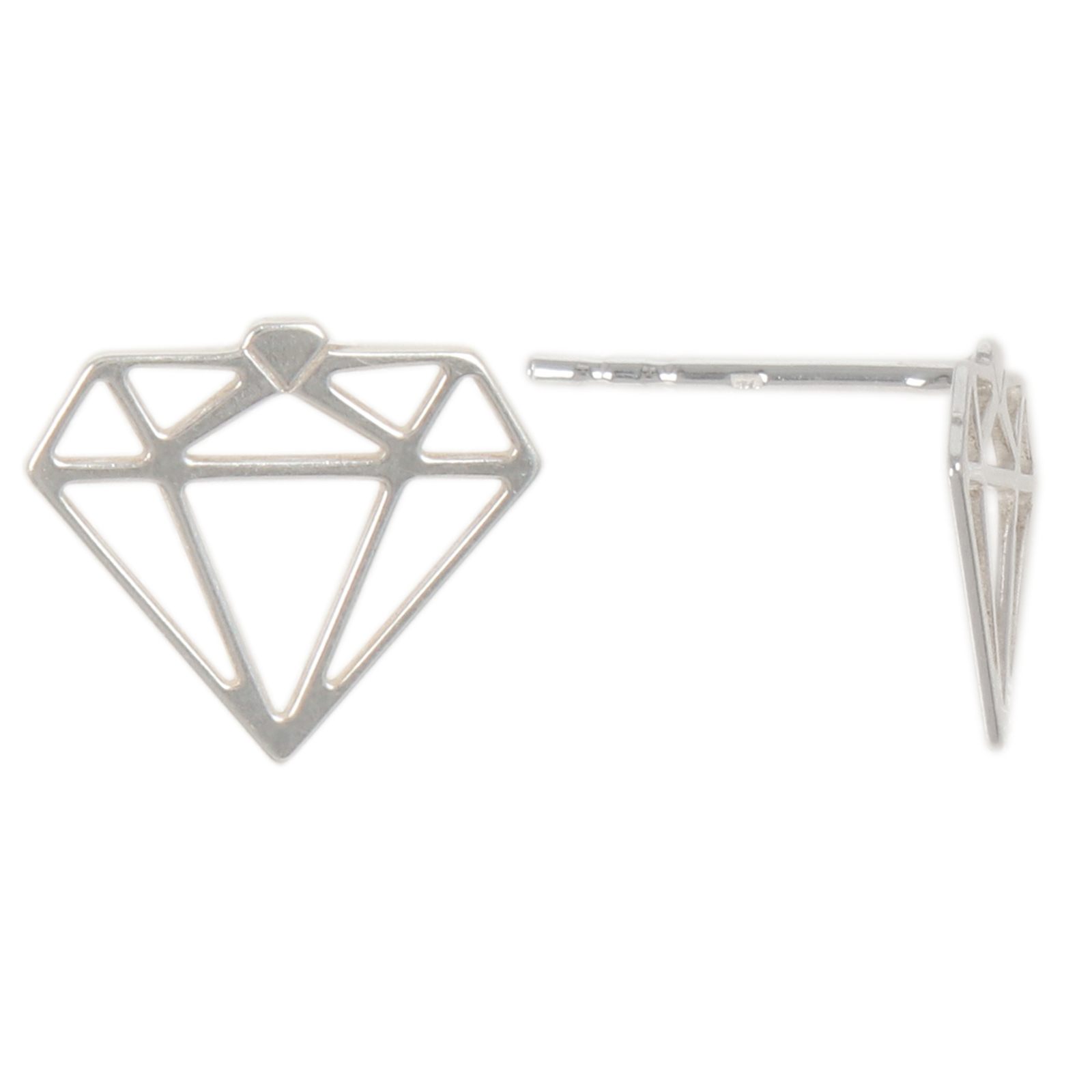 sterling silver diamond post earring 12x10mm | 2pc