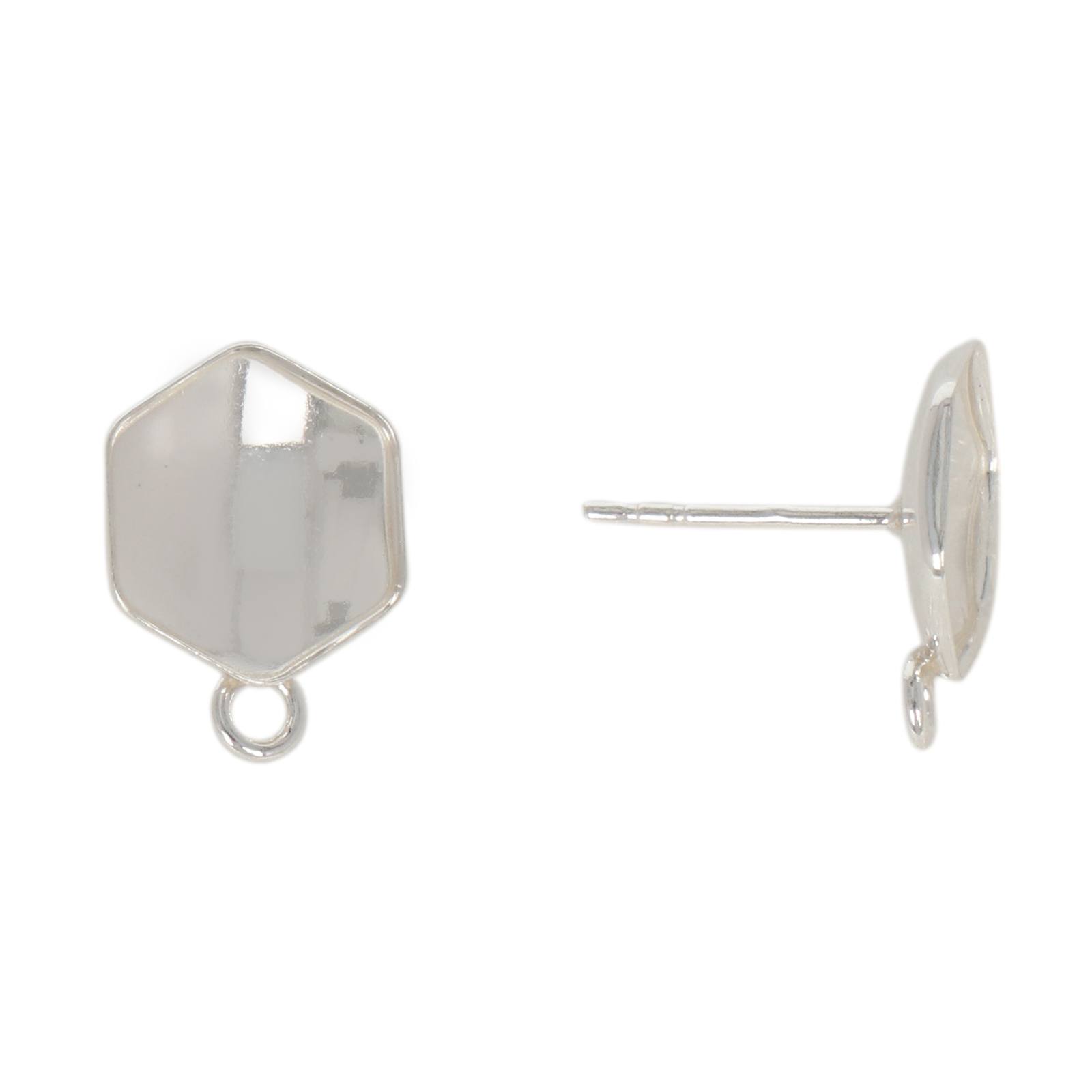 sterling silver exagon post earring 10mm | 2pc