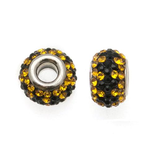 topaz/jet multicolor pave' large hole beads 14x9mm | 1pc