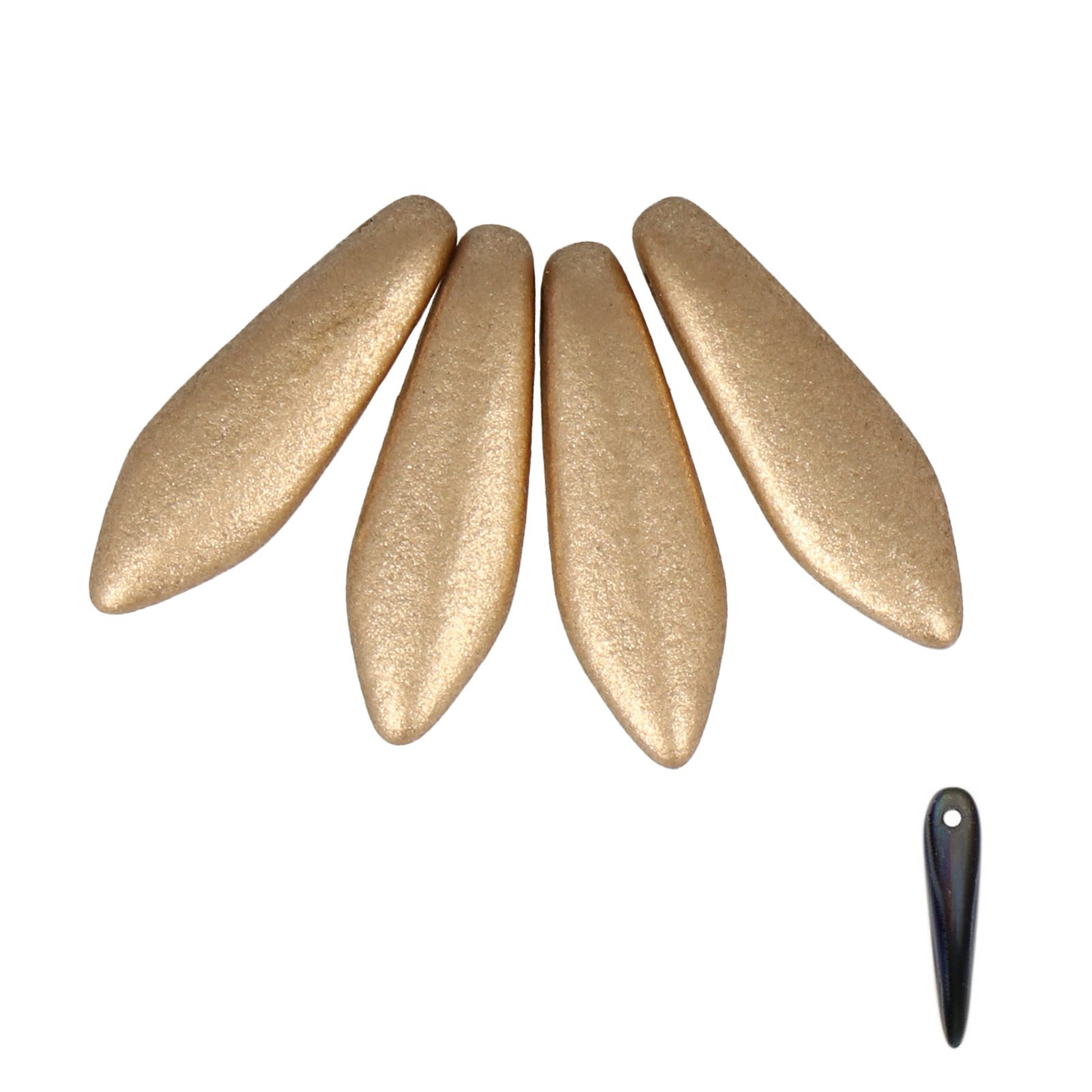 czech glass dagger beads - crystal bronze pale gold 16x5mm | 25pc