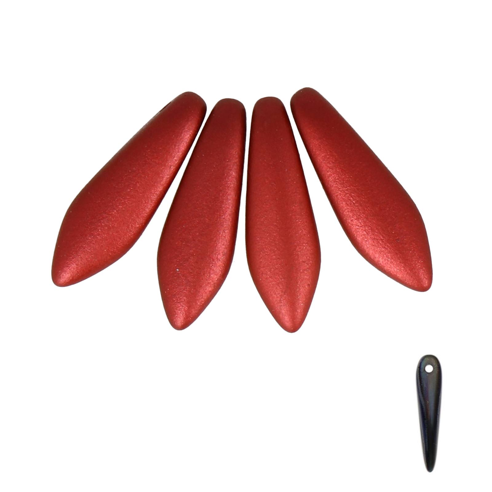 dagger glasperlen metallic lava red 16x5mm | 25st