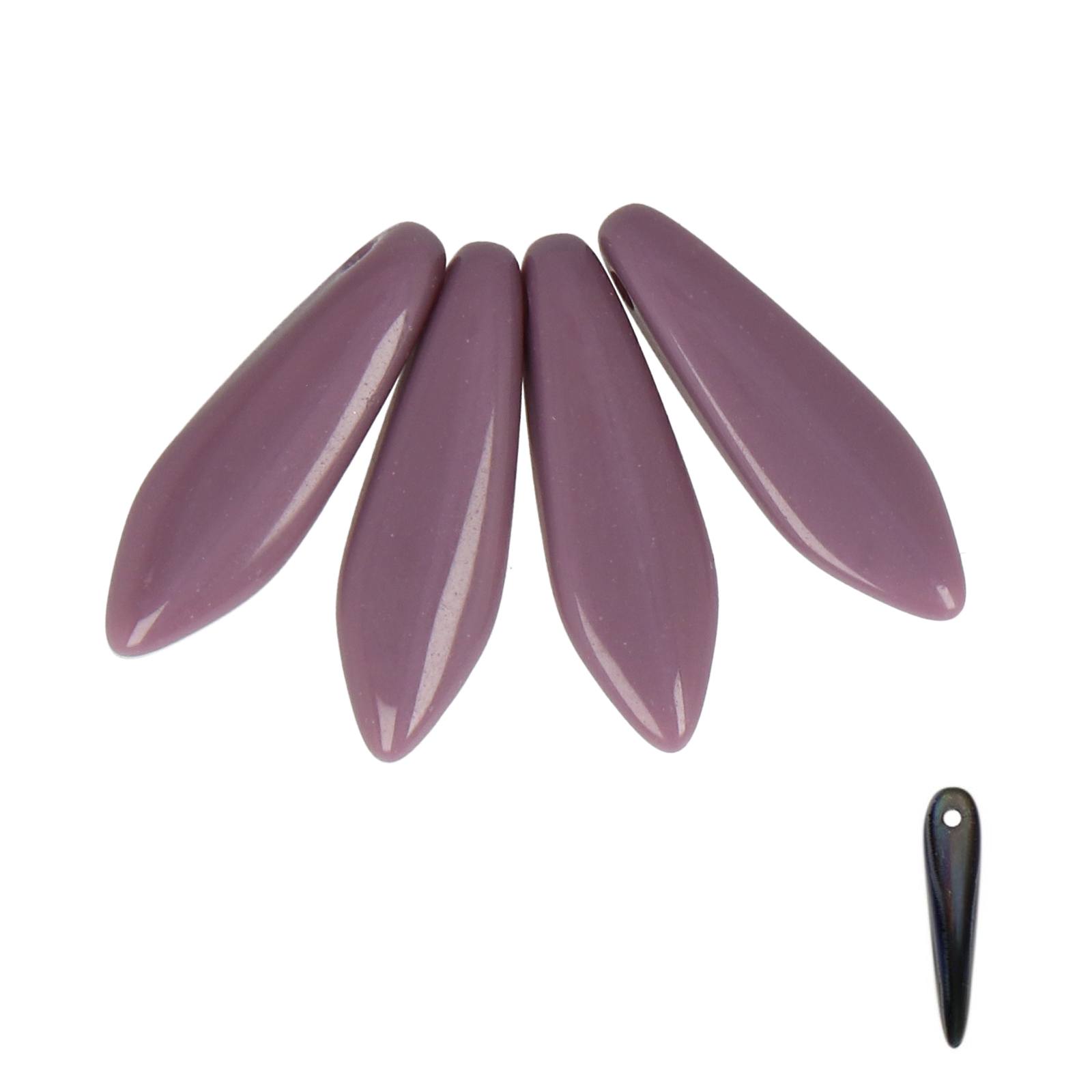 czech glass dagger beads - opaque violet 16x5mm | 25pc