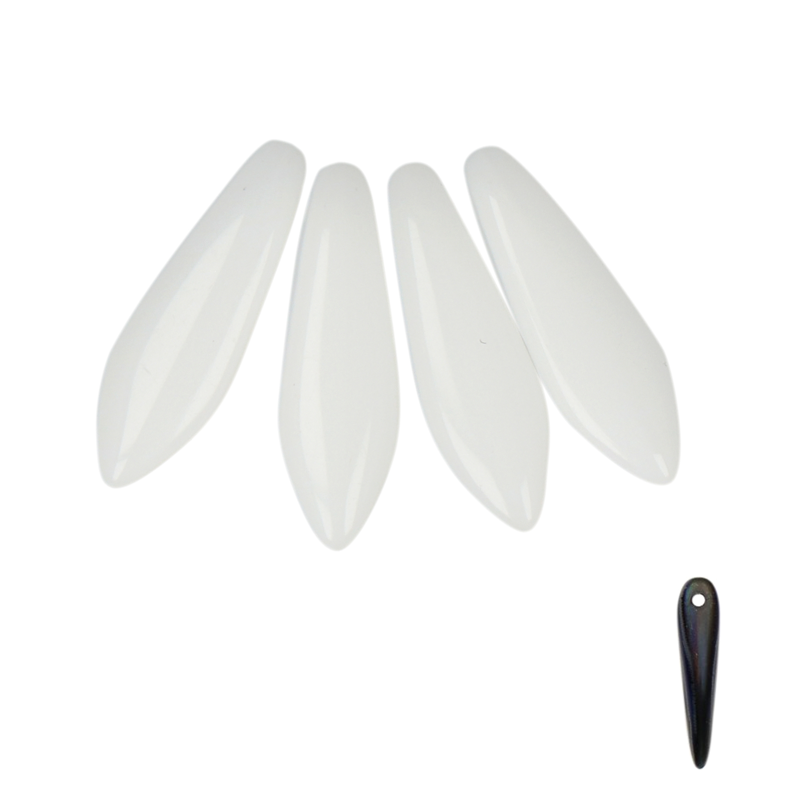 czech glass dagger beads - opaque white 16x5mm | 25pc