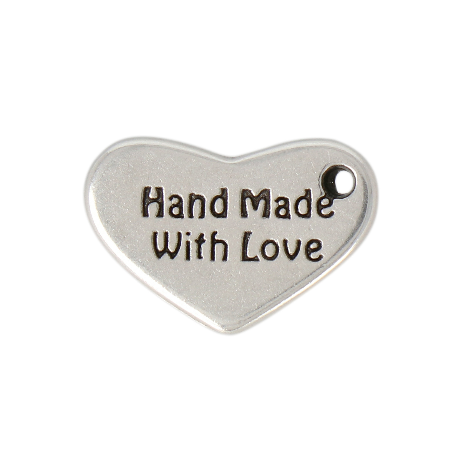 antique silver plated tag "handmade with love" 15mm | 4pc