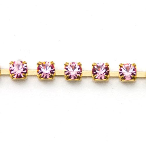 light rose preciosa strass chain pp24 (3mm) | 20cm