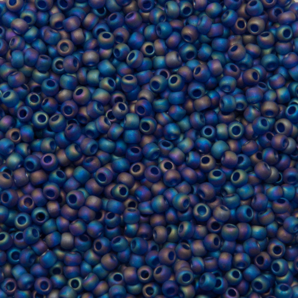 rocaille toho seed beads 11/0 transparent rainbow frosted cobalt (87df) | 10gr
